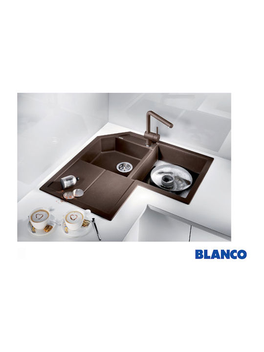 Blanco Metra 9 E 515568 Drop-In Spüle Ecke Links aus Verbundgranulat B83xT83cm White