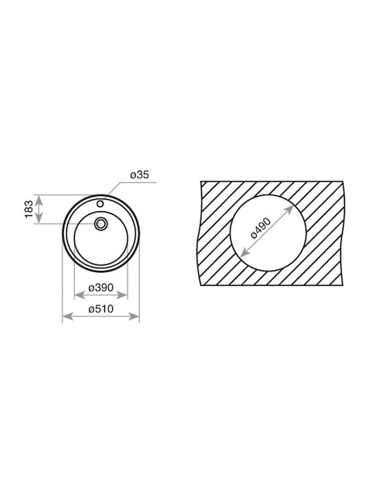 Teka Centroval 1C Ένθετος Νεροχύτης Inox Σαγρέ Μ51xΠ51cm Ασημί