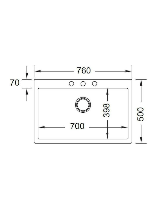 Duralit KZ075U KZ075U-430 Undermount Sink Synthetic Granite W76xD50cm Gris Platinum