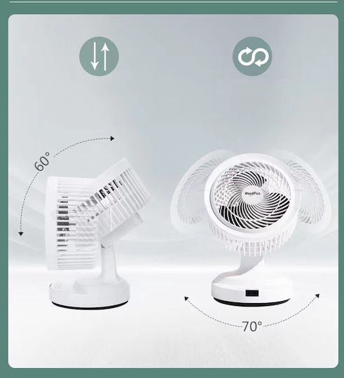 Hoomei Επιτραπέζιος Ανεμιστήρας 25W Διαμέτρου 20cm Λευκός