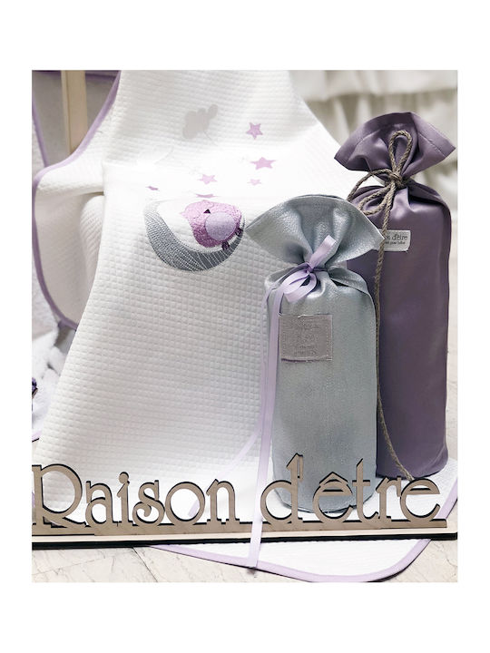 Raison D' Etre Blanket Cot Dreamy Owl Waffle Lilac 120x160cm