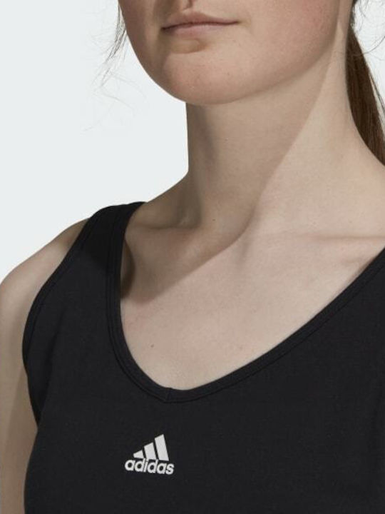 Essentials 3 Stripes Γυναικείο Αθλητικό Μπουστάκι Μαύρο με Επένδυση & Αφαιρούμενη Ενίσχυση
