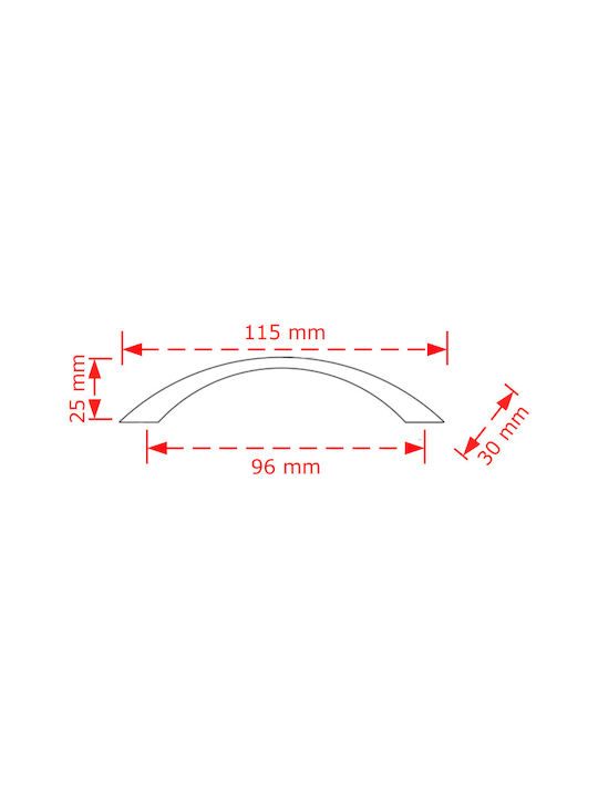 Viobrass 141 Λαβή Επίπλου από Μέταλλο Μαύρο Ματ 115mm (Απόσταση Κέντρων 96mm) 141