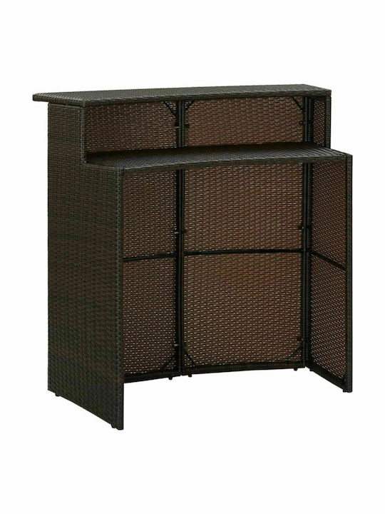 Outdoor Bar Free Standing Rattan Table Brown 120x55x110cm