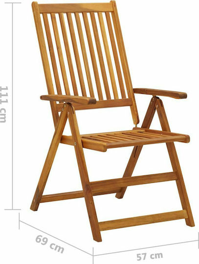 Scaun de exterior Lemn Acacia / Red cu pernă 3buc 57x69x111cm