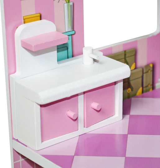 Eva Toys Holz Puppenhaus mit Möbeln Holzpuppenhaus