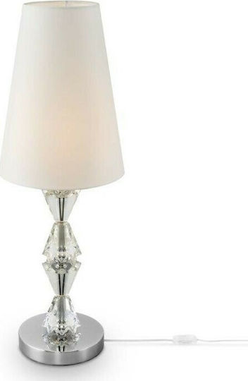 Maytoni Lampă de Masă din Sticlă pentru Soclu E27 cu Abajur Alb și Bază Argintie