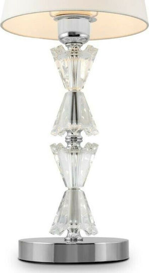 Maytoni Glass Table Lamp for E27 Bulb with White Shade and Silver Base