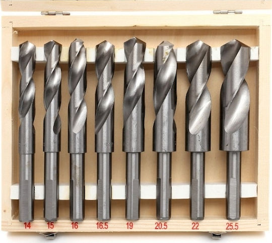 Kraft & Dele Set of 8 HSS-Co 14-25.5mm Drills Cobaltium with Cylindrical Shank for Metal και Wood