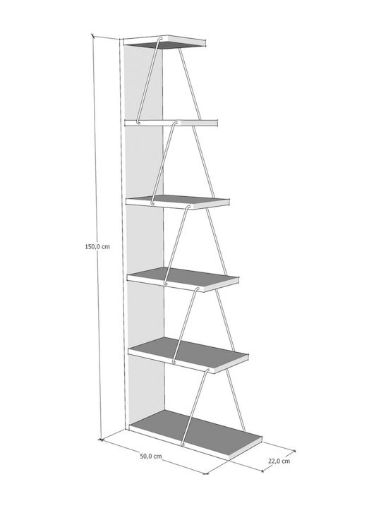 Bibliotecă A-g Tlos Nuc / Negru 50x22x150cm