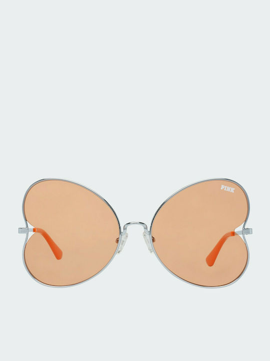 Victoria's Secret Women's Sunglasses with Silver Metal Frame and Orange Lens PK0012 16F