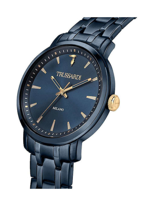 Trussardi T-Couple Uhr mit Marineblau Metallarmband