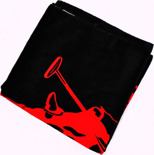 U.S. Polo Assn. Πετσέτα Θαλάσσης Βαμβακερή Μαύρη 180x90εκ.