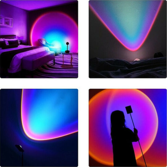 GloboStar Projector Διακοσμητικό Φωτιστικό Rainbow Blue 180° LED Sunset 23x59εκ.