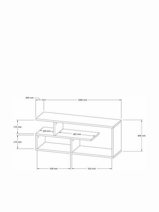 TV Stand Waldo White L100xW29.5xH40cm