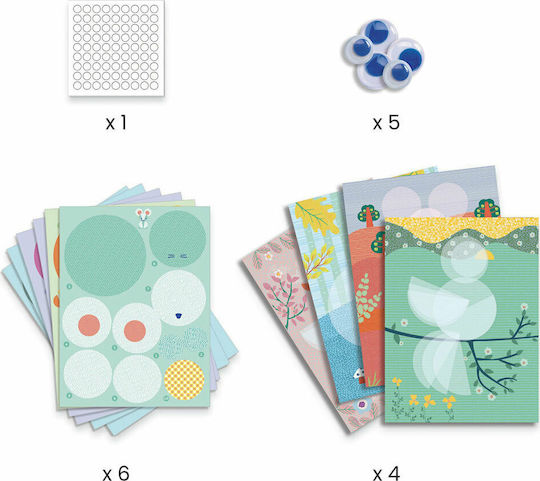 Djeco Collage 3D - Fold Paper Circles Animals for Children 3+ years Years