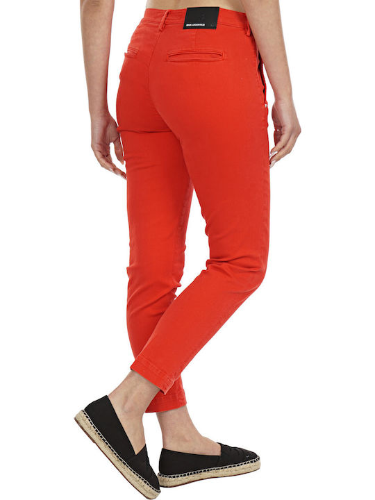 Karl Lagerfeld Damen Chino Hose in Schlanker Passform Rot