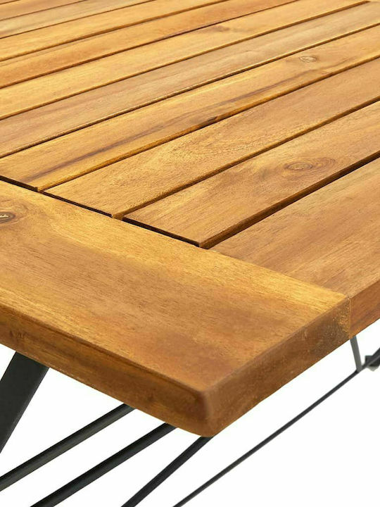 Garten- und Terrassentisch Zusammenklappbar aus Akazie mit Metallrahmen 120x70x74cm