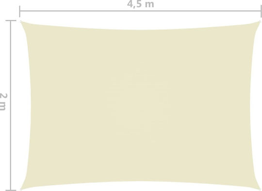 vidaXL Rectangular Shade Sail Ecru With Hoop & with PU Coating 2x4.5m Rectangle made of Oxford fabric