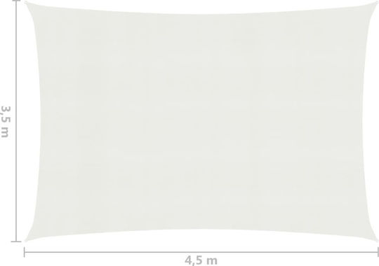vidaXL Rectangular Shade Sail White With Hoop 3.5x4.5m 160gr/m² made of HDPE 160gr/m²