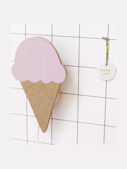 April Eleven Παιδικό Φωτιστικό Τοίχου Ξύλινο Ice Cream Pink