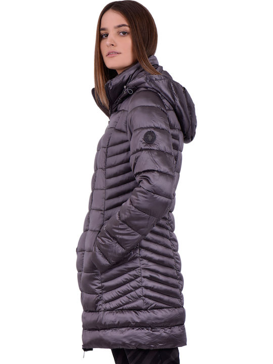 Yasmine Lang Damen Puffer Jacke für Winter Lila