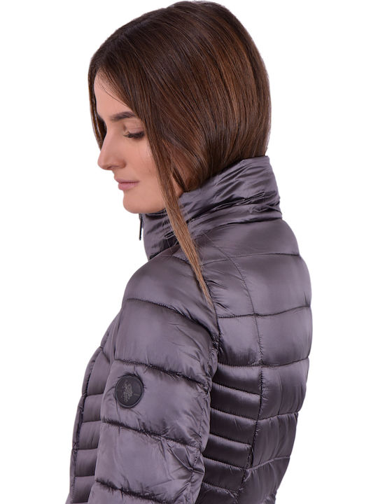 Yasmine Lang Damen Puffer Jacke für Winter Lila