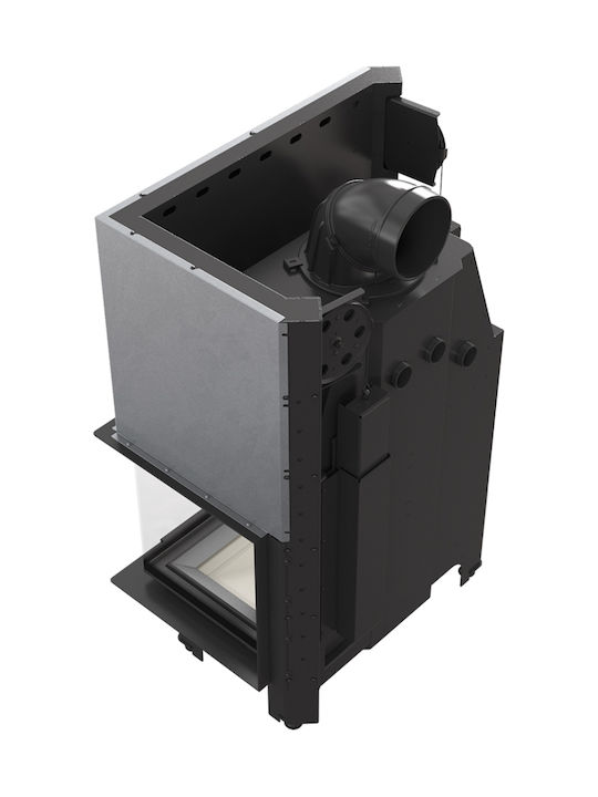 Kratki MBO P BS G Wood Fireplace Insert Fan Heater with Right Corner Window 15kW Black