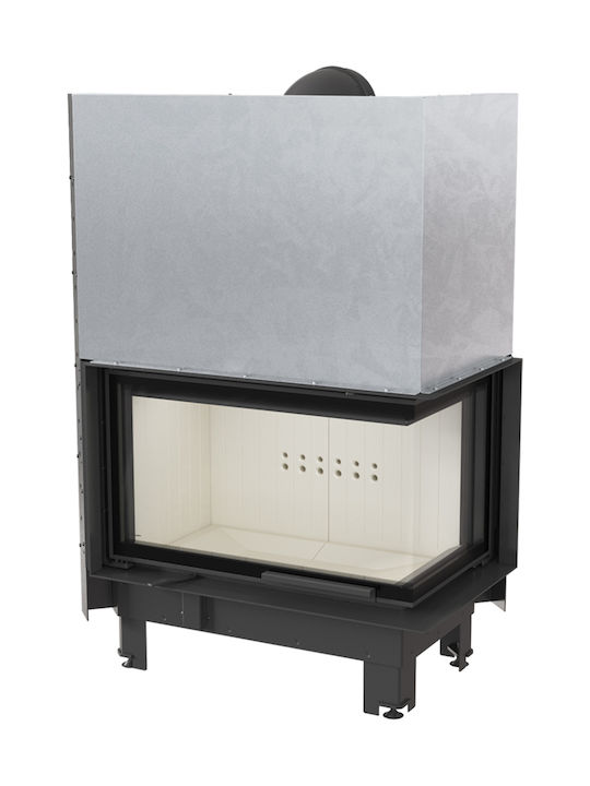 Kratki MBO P BS G Wood Fireplace Insert Fan Heater with Right Corner Window 15kW Black