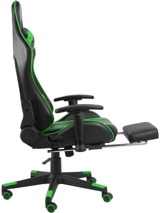 vidaXL 20486 Καρέκλα Gaming Δερματίνης με Ρυθμιζόμενα Μπράτσα και Υποπόδιο Πράσινη