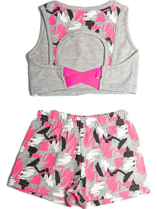 Joyce Kinder Set mit Shorts Sommer 2Stück Grey/Pink