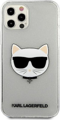 Karl Lagerfeld Glitter Choupette Umschlag Rückseite Silikon Silber (iPhone 12 Pro Max) KLHCP12LCHTUGLS