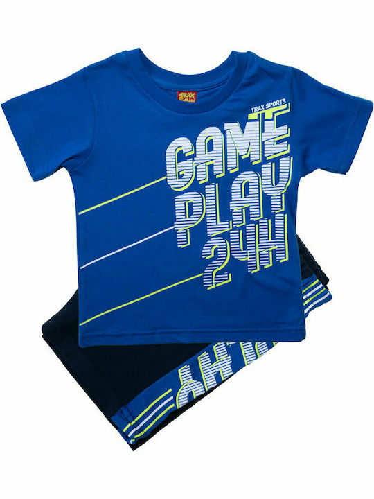 Trax Kids Set with Shorts Summer 2pcs Blue με Μπλουζάκι "Game Play 24h"