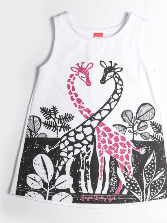 Giraffes In Love Kinderkleid Ärmellos Weiß