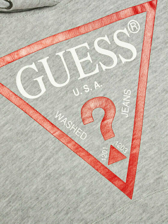 Guess Fleece Παιδικό Φούτερ με Κουκούλα Γκρι