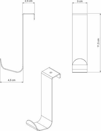 Grekon Grekon Door Hook Single Slot Metallic 2 Pieces