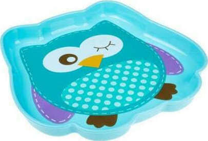 Akuku Baby Food Plate Owl made of Plastic Light Blue