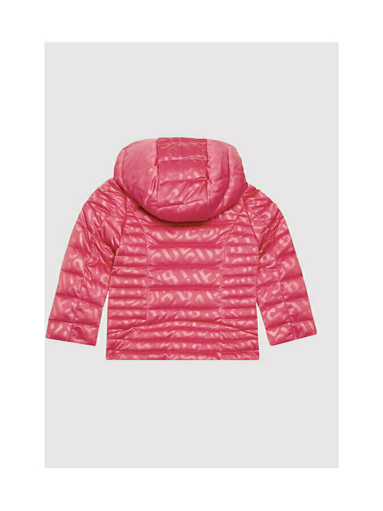 Guess Kids Quilted Jacket short Hooded Pink