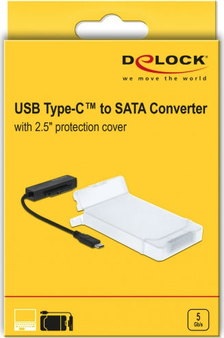 DeLock Hard Drive Case 2.5" SATA III with connection Type-C in Transparent color