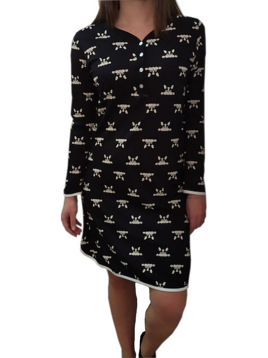 Zen Intimates Winter Women's Nightdress Black 83720