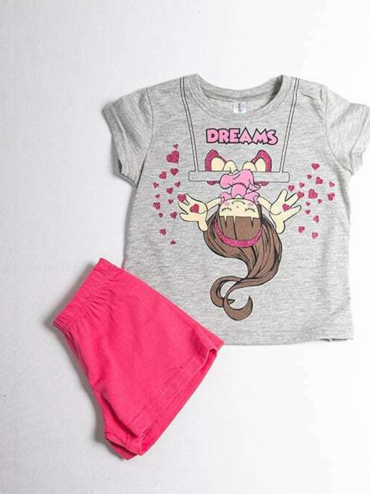 Dreams by Joyce Set Top & Bottom Kids Summer Pyjamas Gray