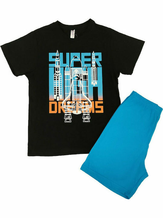 Dreams by Joyce Set Top & Bottom Kids Summer Pyjamas Black