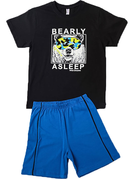 Dreams by Joyce Set Top & Bottom Kids Summer Pyjamas Black