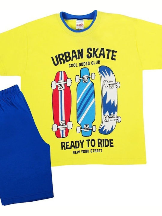 Minerva Kids' Pajamas Summer Yellow Urban Skate