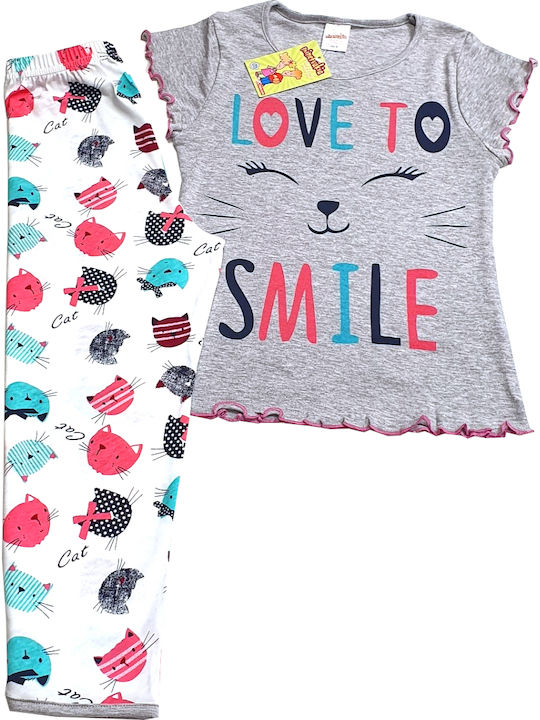 Minerva Set Top & Bottom Kids Summer Pyjamas Gray