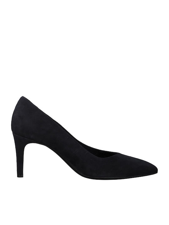 S.Oliver Leather Pointed Toe Navy Blue Heels