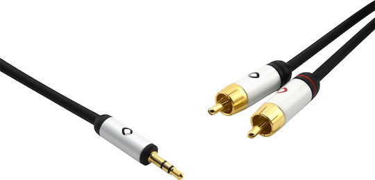 Oehlbach 3,5mm Klinkenkabel - RCA-Stecker Schwarz 1,5m mit Vergoldeten Anschlüssen D1C60002