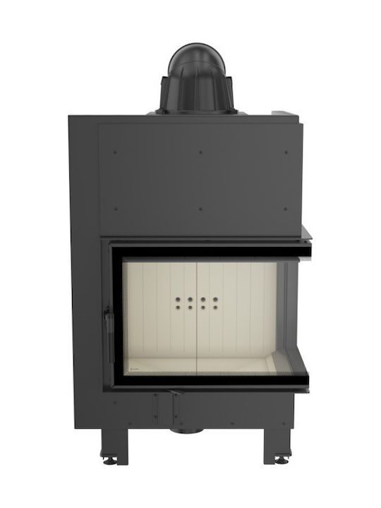 Kratki MBZ P BS Wood Fireplace Insert Fan Heater with Right Corner Window 13kW Black