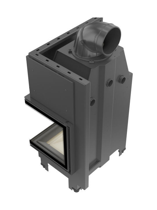 Kratki MBZ P BS Wood Fireplace Insert Fan Heater with Right Corner Window 13kW Black