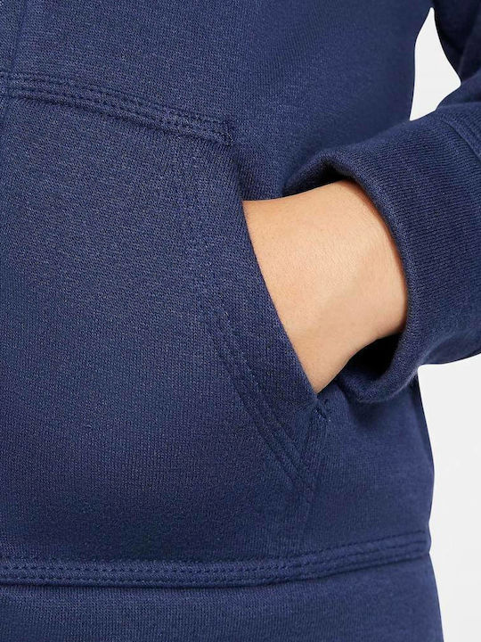 Fleece Kinder-Sweatshirt Strickjacke mit Kapuze und Taschen Blau